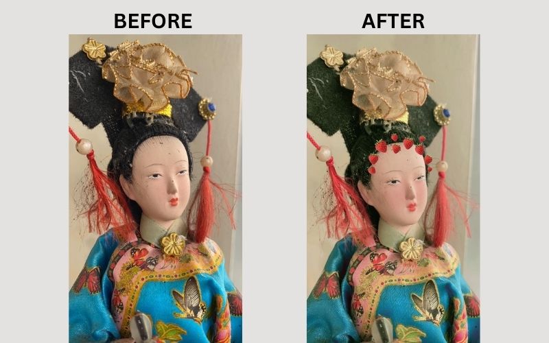 strawberry filter on a doll