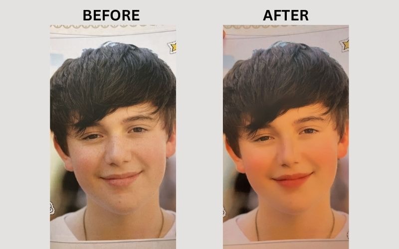 strawberry filter on a boy