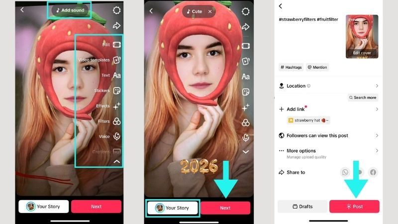 edit and publish your video on TikTok