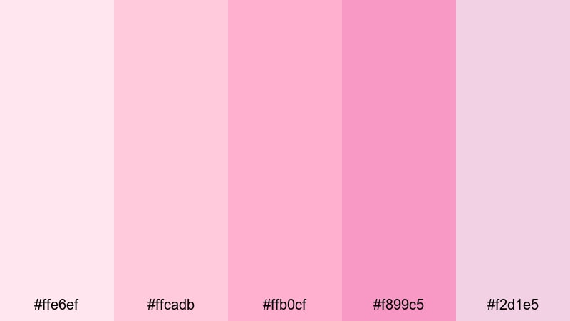strawberry milk studio pink color palette with hex codes