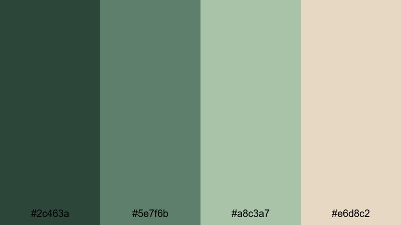 streaming studio sage green tan color palette with hex codes