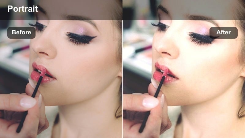 Rainy city portrait with glowing signs and a soft misty atmosphere.