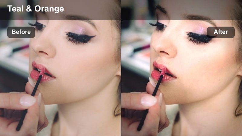 Neon-lit street portrait with teal shadows and magenta highlights at a crosswalk.