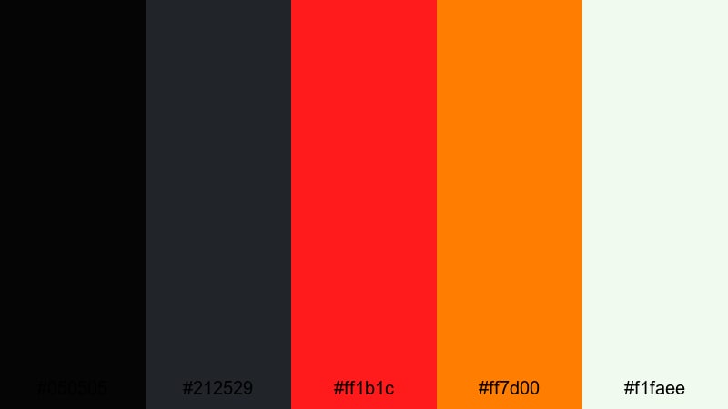 street racer burnout black red orange color palette with hex codes