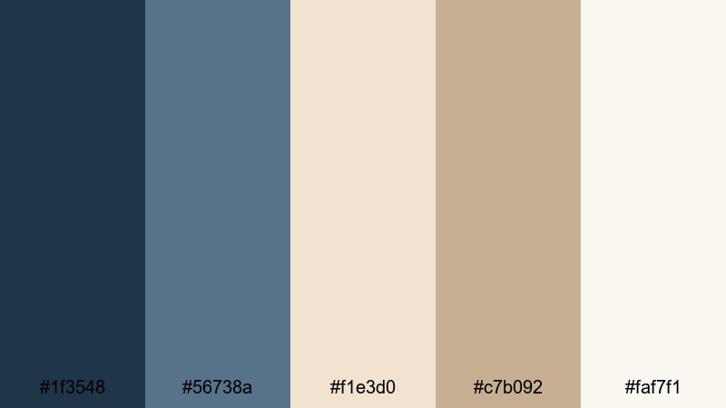 studio desk neutral blue tan color palette with hex codes