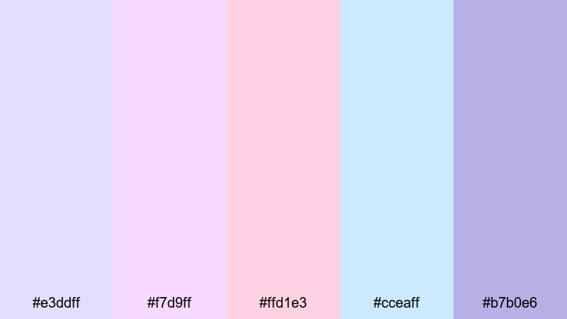 studio fairy lights pale lavender color palette with hex codes