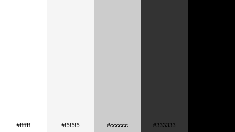 studio flat monochrome white black color palette with hex codes