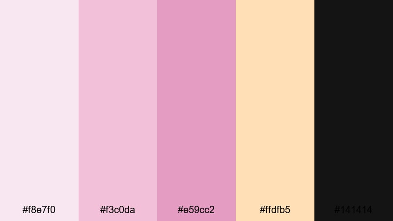 studio glam pastel rococo color palette with hex codes