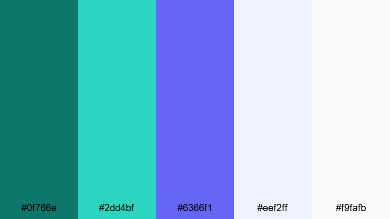 studio glass minimal teal purple color palette with hex codes