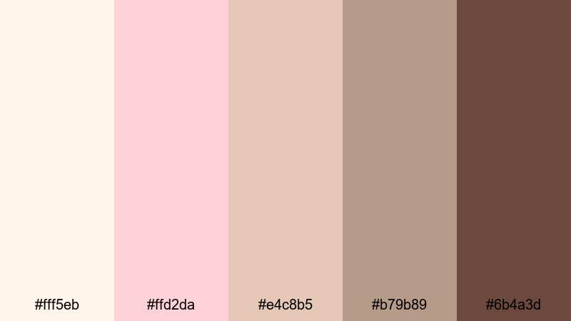studio glow neutrals pink cream color palette with hex codes