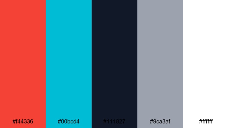 studio grid chill red turquoise color palette with hex codes