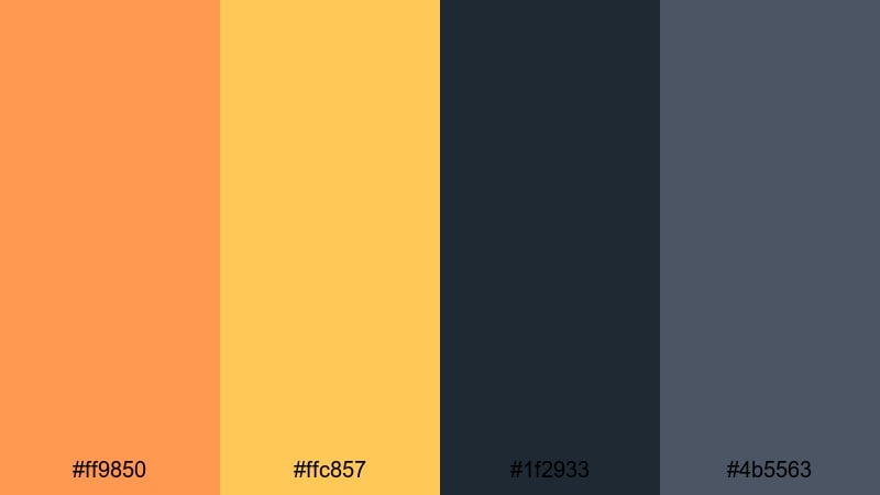studio light flare tangerine color palette with hex codes