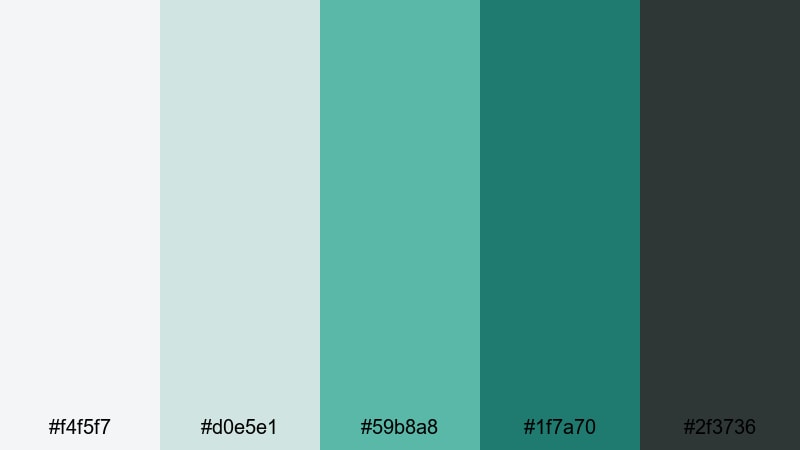 studio loft aqua turquoise green color palette with hex codes