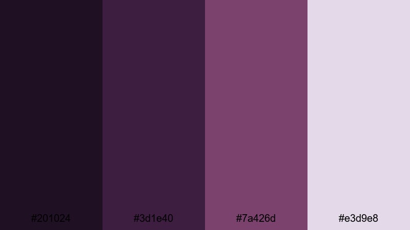 studio loft aubergine dark violet color palette with hex codes