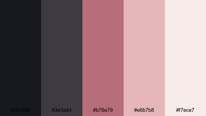 studio loft rose black rose gold color palette with hex codes