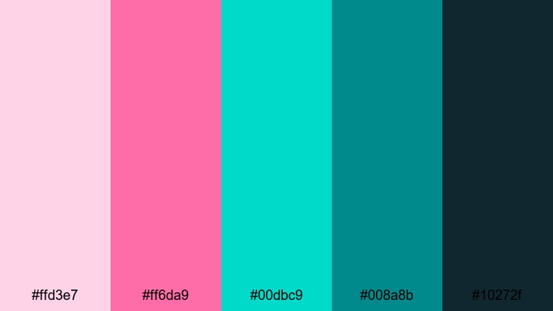 studio neon balance pink teal color palette with hex codes