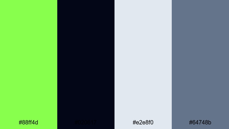 studio neon minimal neon green color palette with hex codes