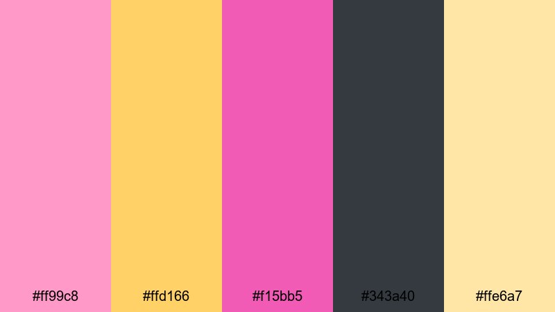studio spotlight bloom yellow pink color palette with hex codes