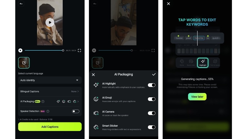 set up the ai caption tool