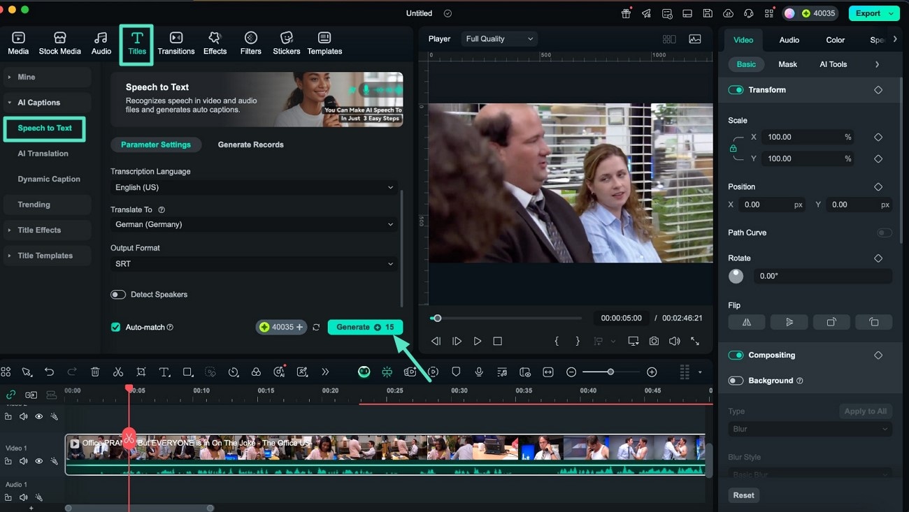 navigate speech to text feature