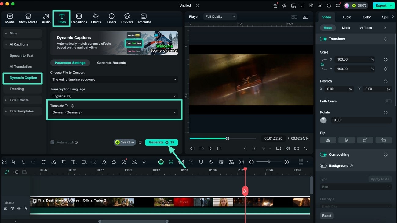 generate dynamic captions