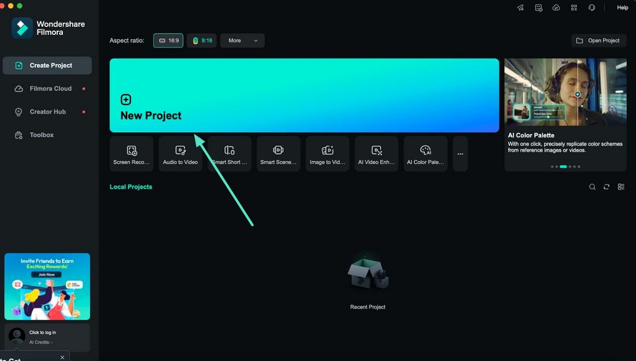launch filmora and start new project