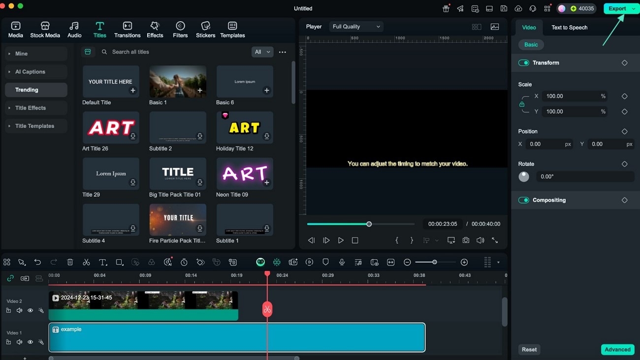 export subtitle video results to device