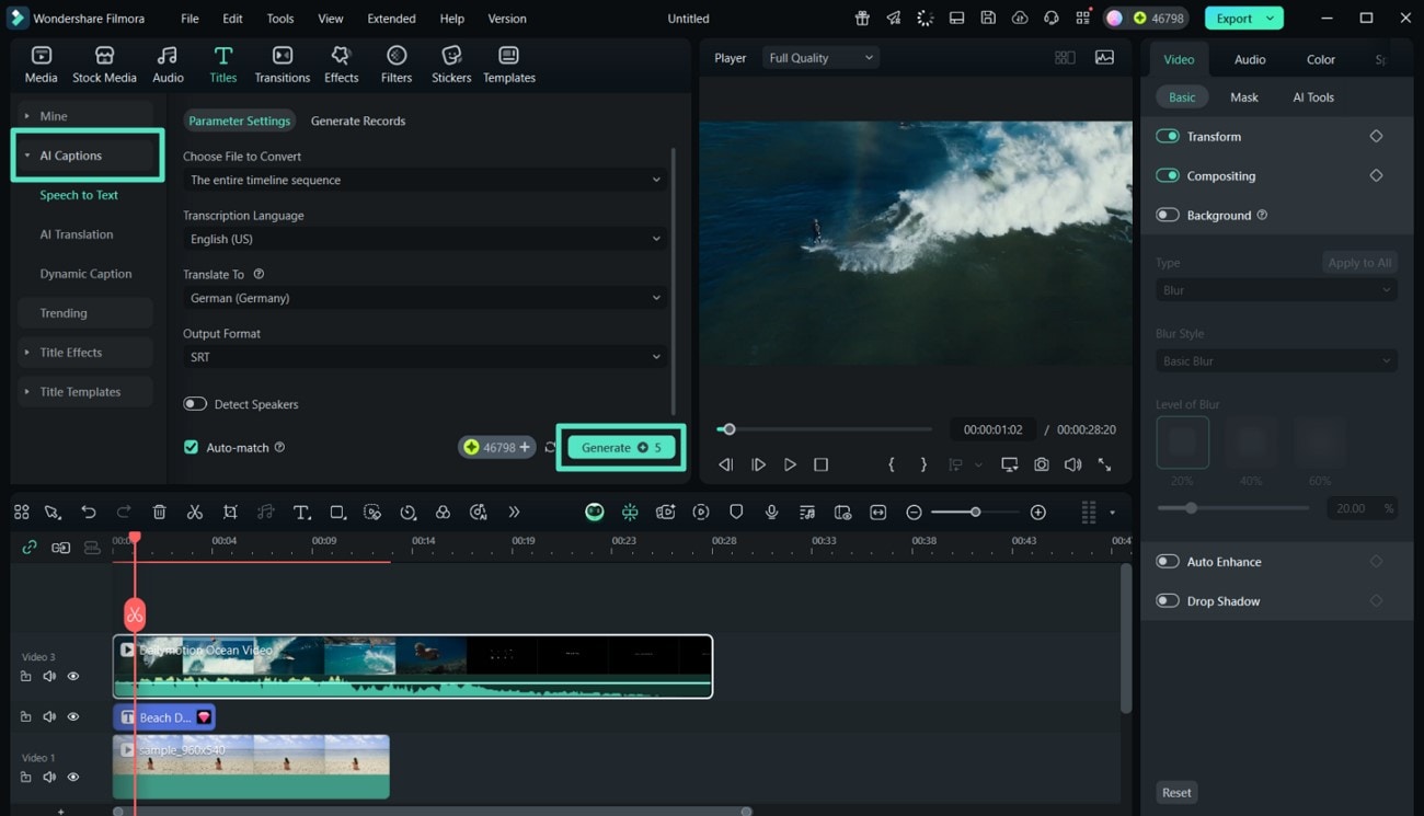 generate ai captions on video
