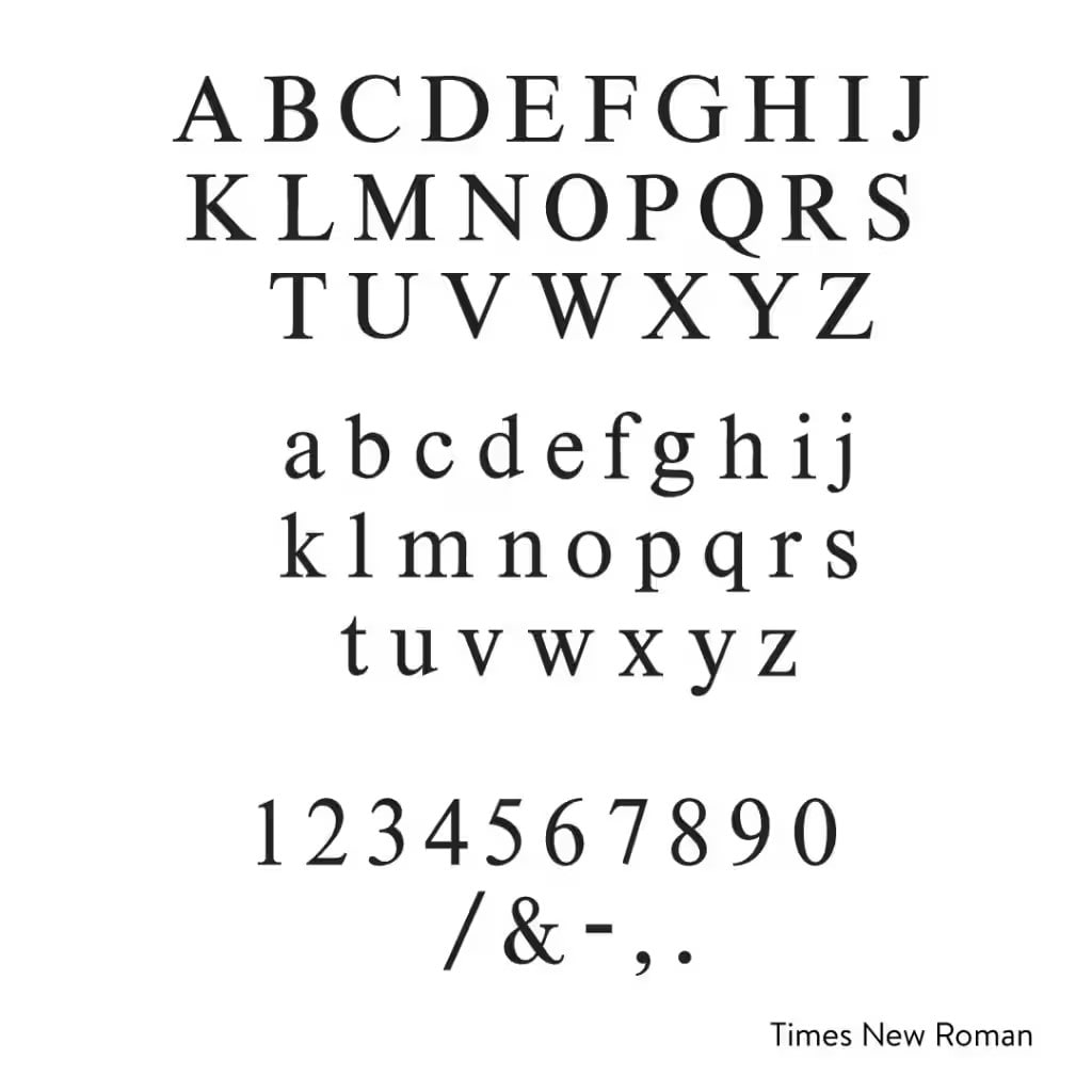 times new roman caption font
