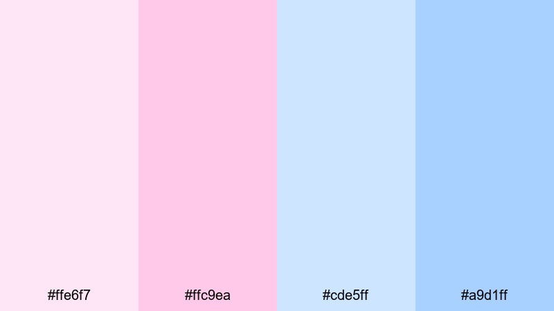 sugar sky storybook pink blue color palette with hex codes