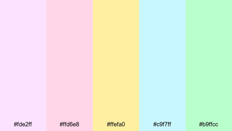 sugar sprite meadow fantasy color palette with hex codes