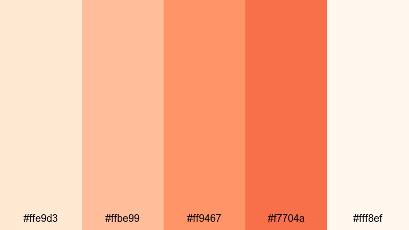 summer iced peach orange peach color palette with hex codes