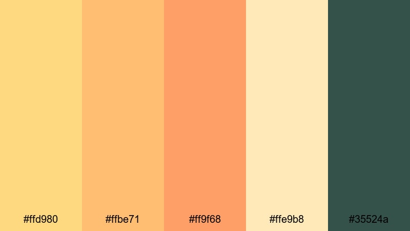 summer market light peach yellow color palette with hex codes