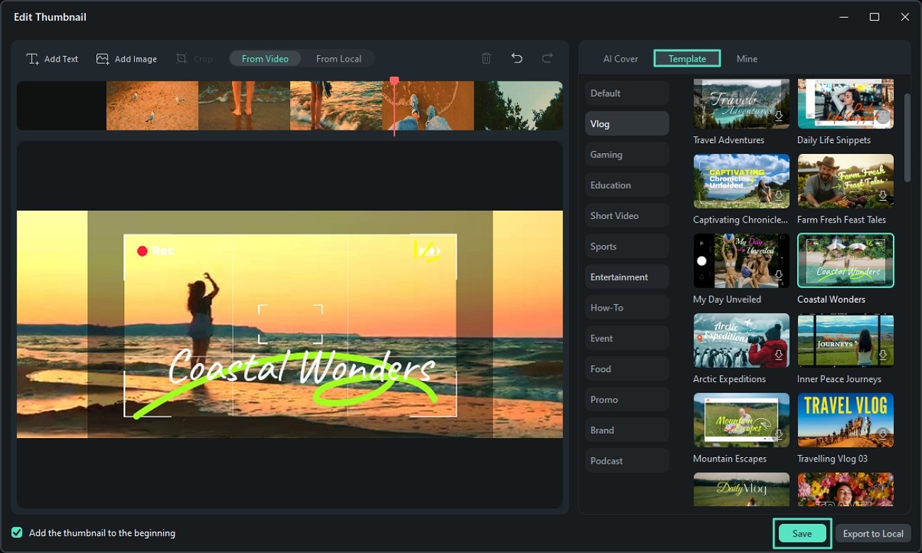 edit thumbnail of summer video