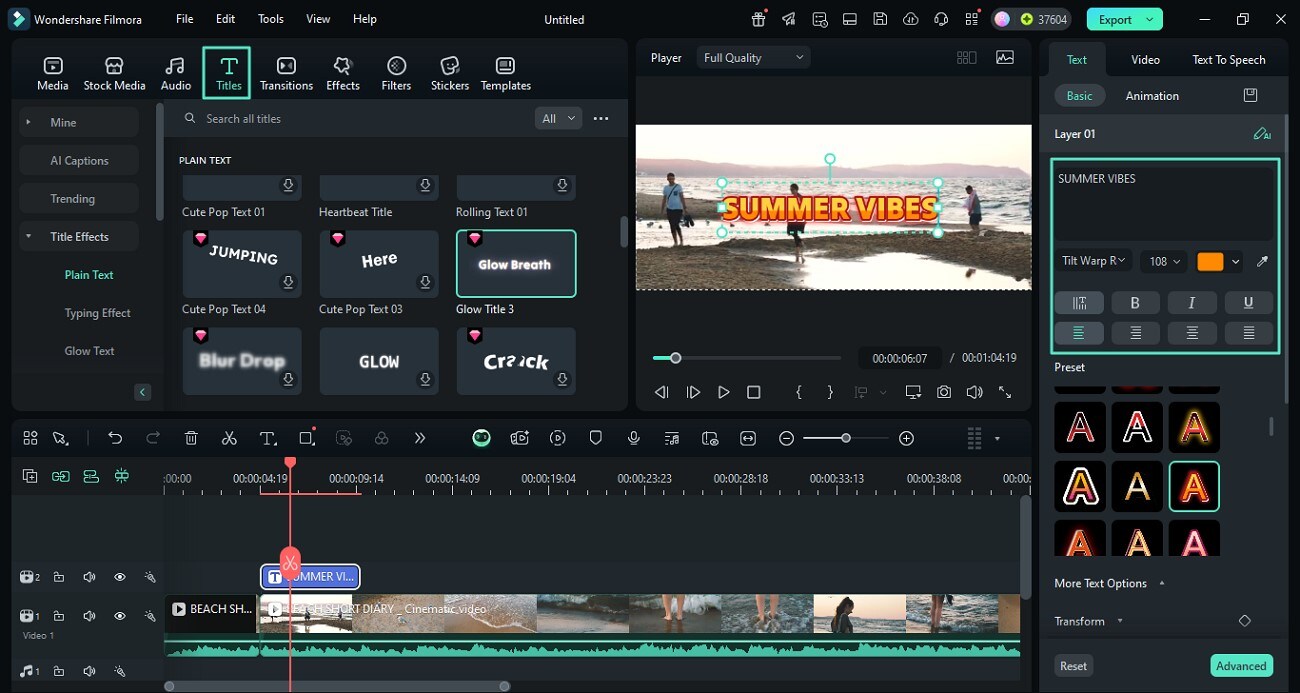 insert custom text to summer video
