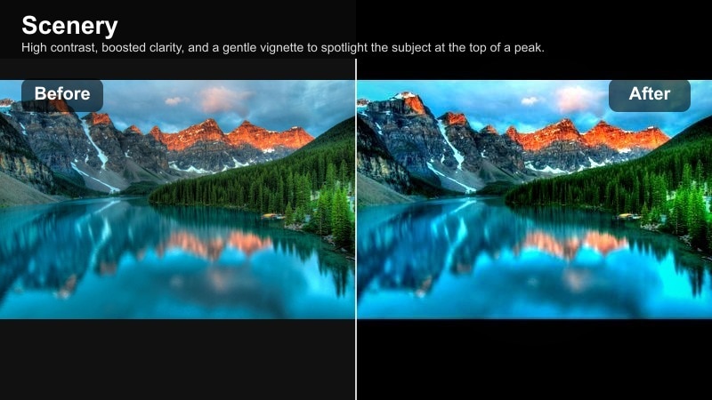 Cinematic filter highlighting a hiker on a mountain summit