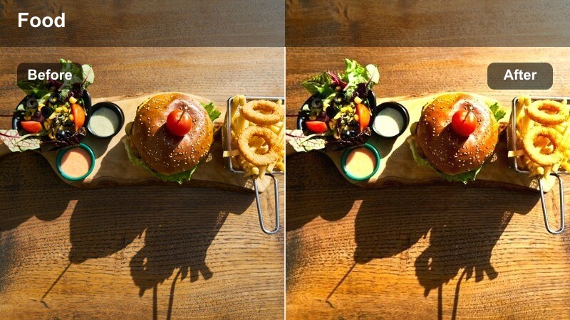 Restaurant tables lit by soft afternoon sun with cinematic glow