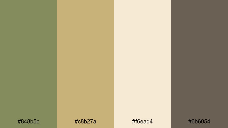 sun faded surplus olive drab color palette with hex codes