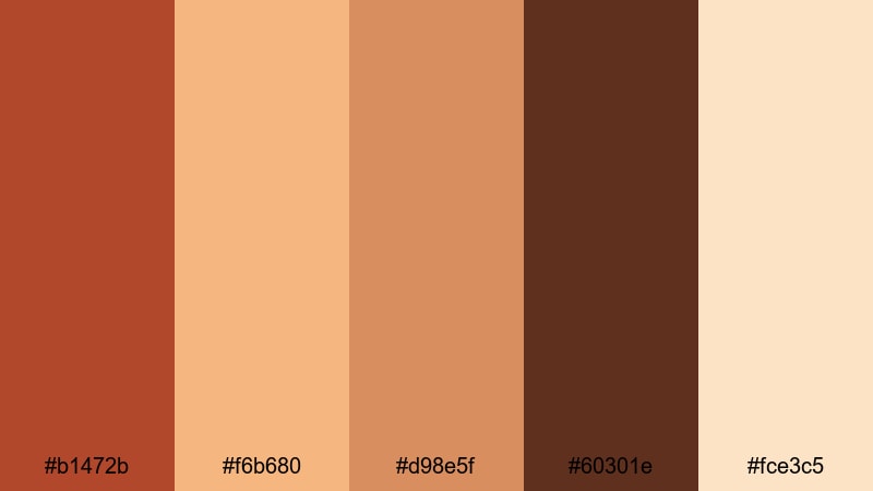 sunbaked clay horizon red rust color palette with hex codes