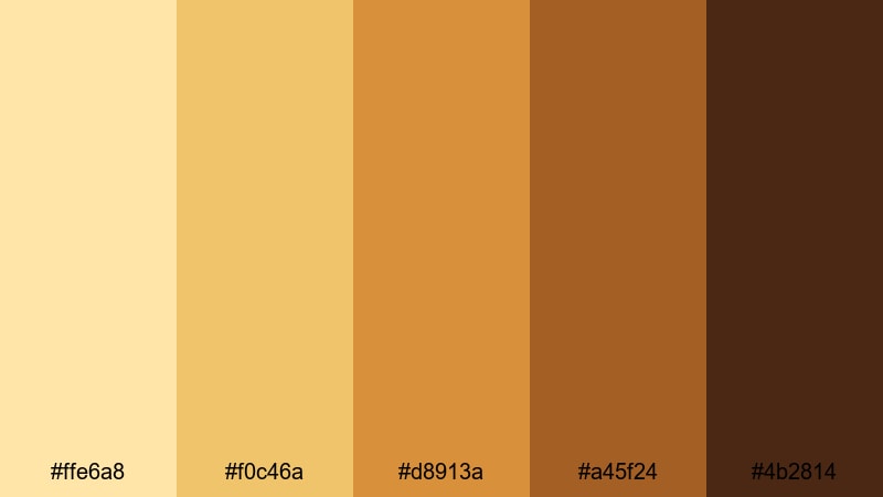 sunlit amber streets yellow brown color palette with hex codes