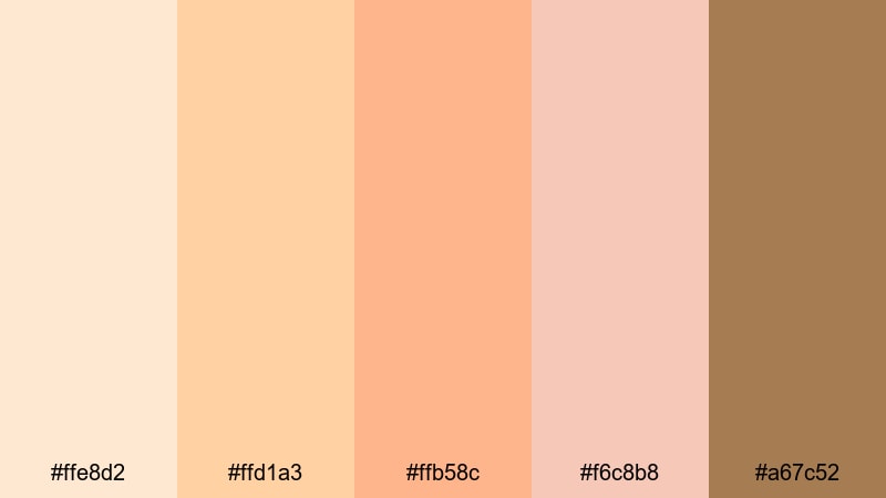 sunlit bedroom softness orange cream color palette with hex codes