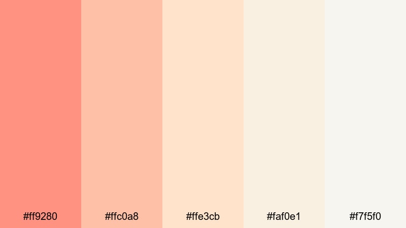 sunlit bridal blush coral salmon color palette with hex codes
