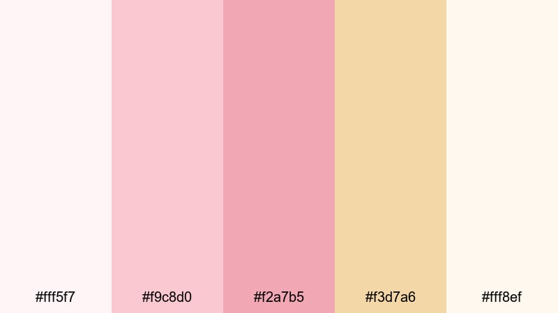 sunlit bridal blush pink gold color palette with hex codes