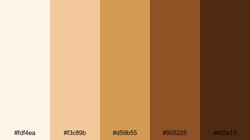 sunlit caramel morning golden brown color palette with hex codes