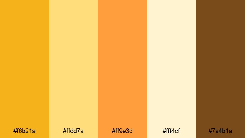 sunlit festival glow saffron color palette with hex codes