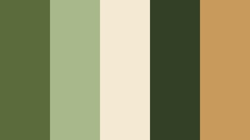 sunlit forest documentary filmic olive color palette with hex codes