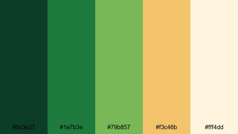 sunlit jungle trail jungle color palette with hex codes