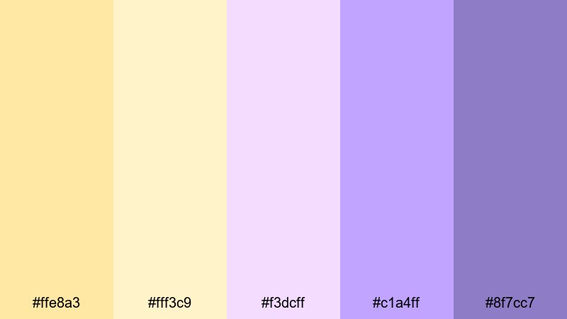 sunlit lavender haze yellow purple color palette with hex codes