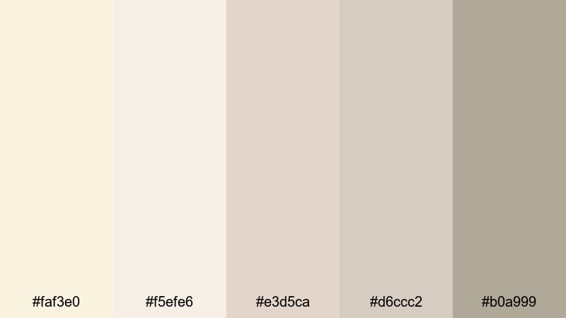 sunlit linen calm beige color palette with hex codes