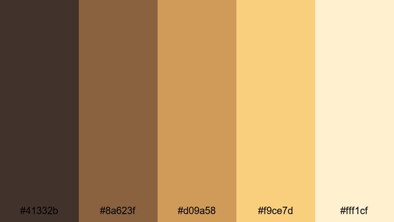 sunlit linen flatlay brown yellow orange color palette with hex codes